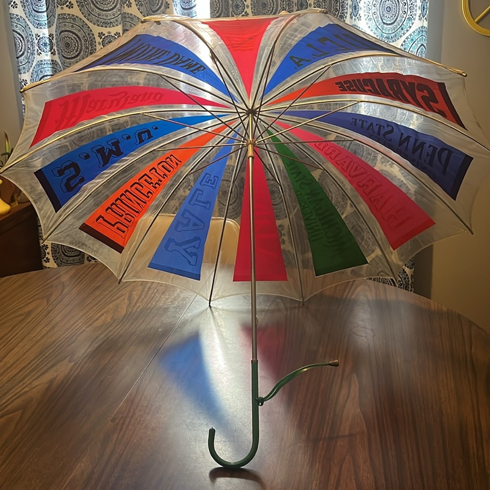 Vintage College Logo Clear Umbrella - Picture 2 of 5